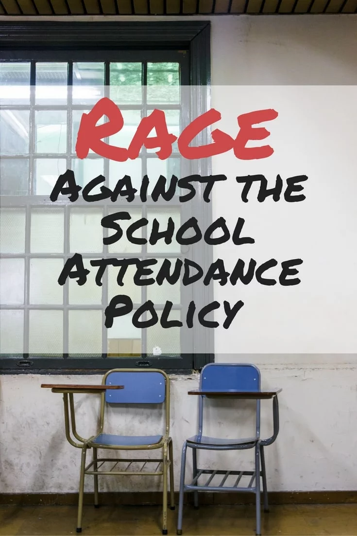 Just in time for back to school. A reminder of the nasty letters I would receive when my kids violate the school attendance policy for illness, family vacations, or anything, really. I'm in favor of rules and common sense, but this made me mad.