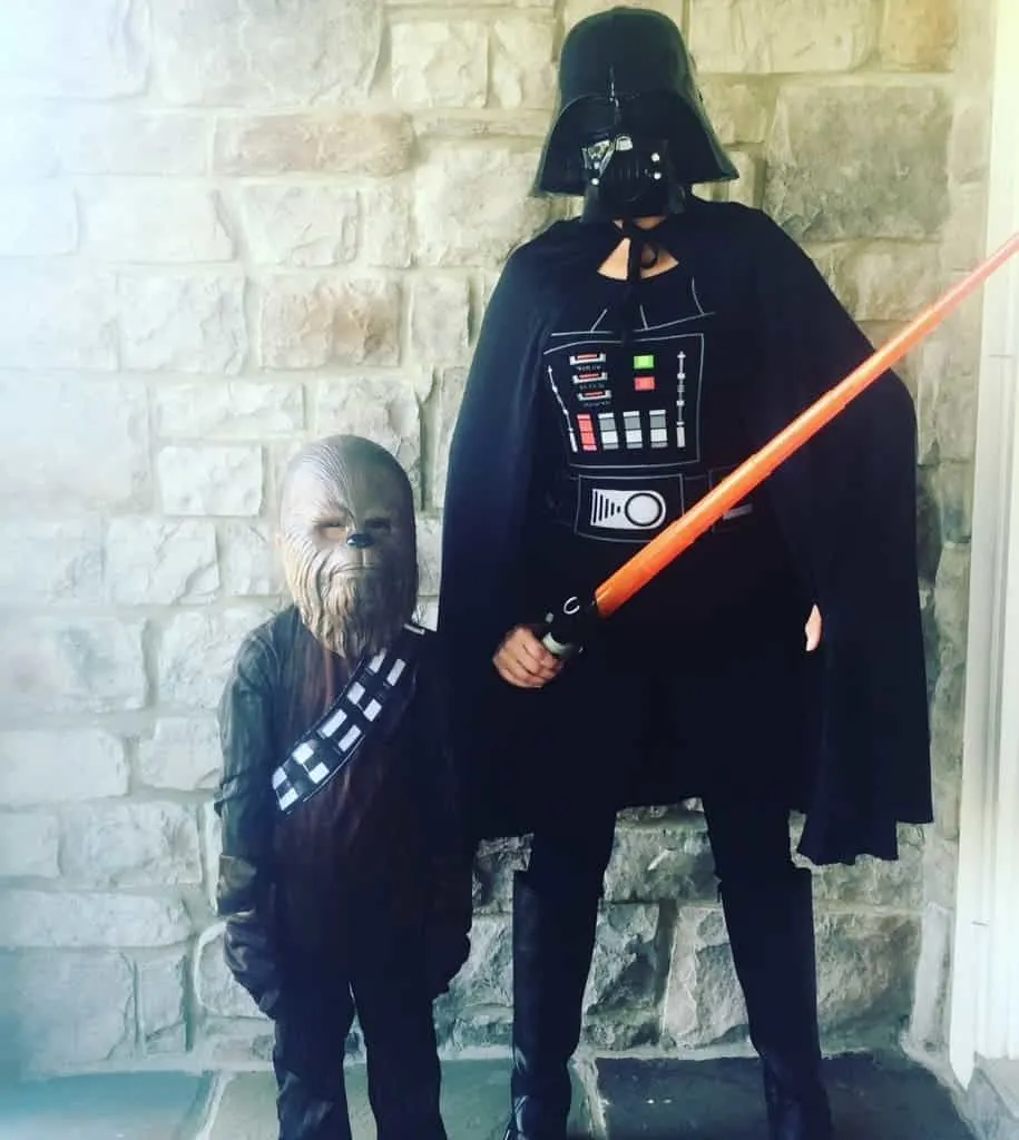 Darth Vader and Chewbacca Bus Stop Costumes