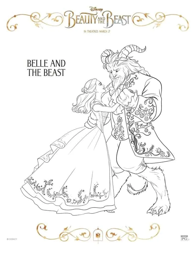 Beauty and the Beast Coloring Page - Belle and the Beast