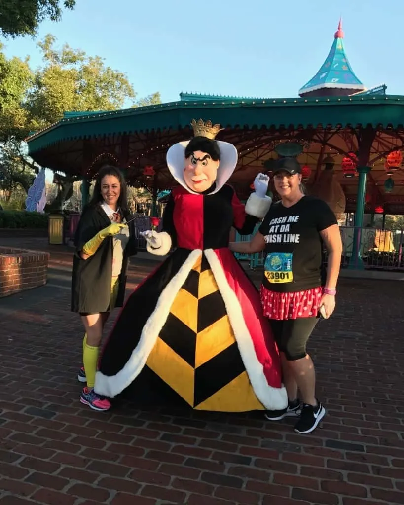 We found the Queen of Hearts by the Teacups at Princess Half Marathon Course