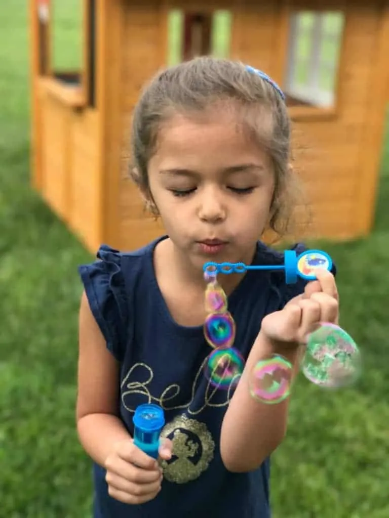 Hooray for bubbles! A really great idea for a Disney Kids Preschool Playdate!