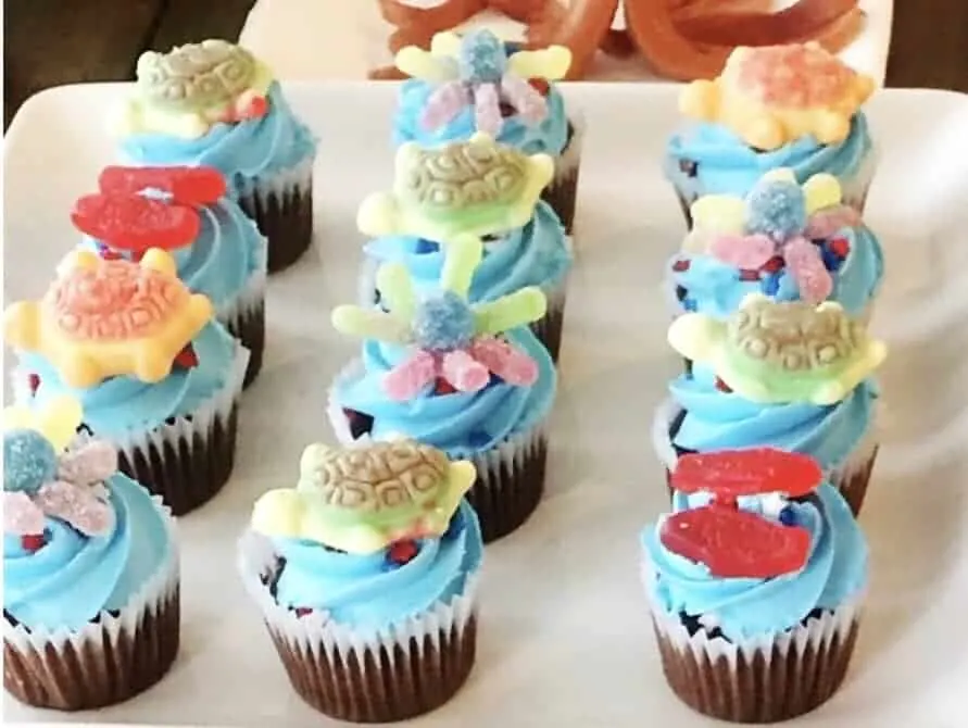 Yummy Finding Dory Party Food includes cupcakes! Something all kids love!