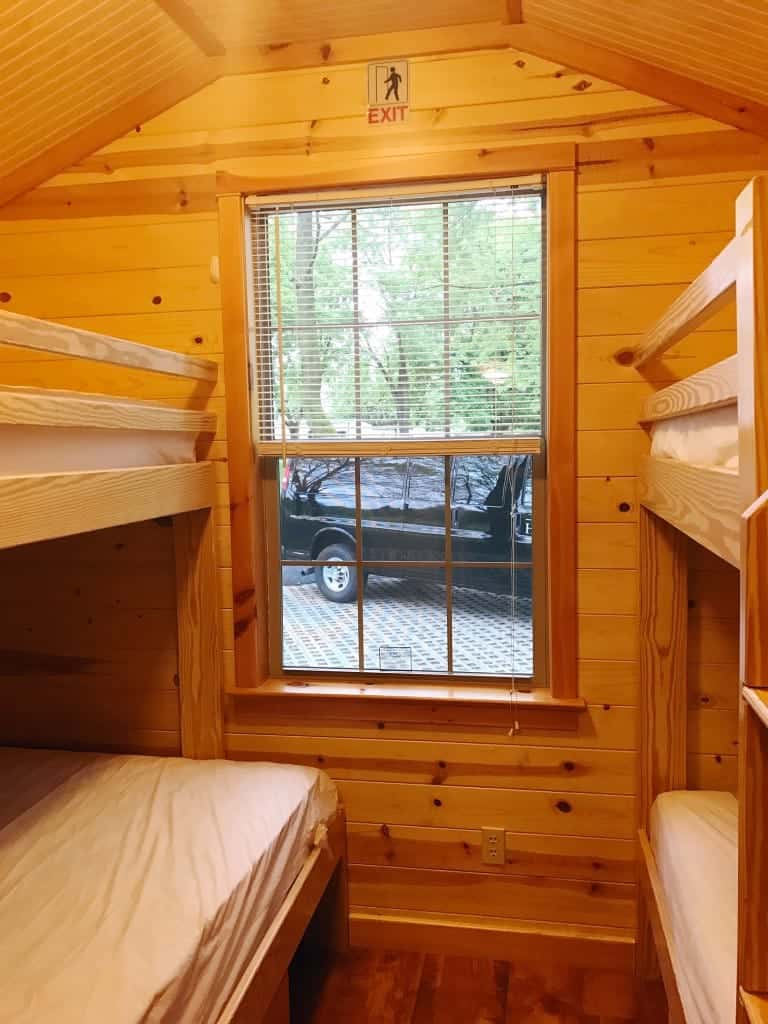 Stick all the kids in the 2nd bedroom when staying in a 2-bedroom deluxe cabin at hersheypark camping resort. Bunk bed heaven!