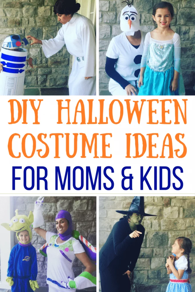 Need easy Halloween Costumes for moms, kids, or family? Here are some easy, creative DIY and store-bought and budget-friendly costume ideas made in less than an hour. Happy Halloween!