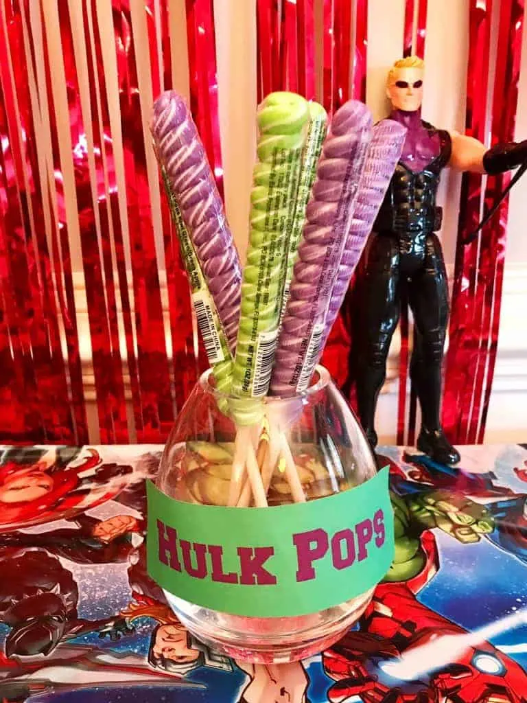 Grab some purple and green lollipops for an Incredible Hulk and Avengers party!
