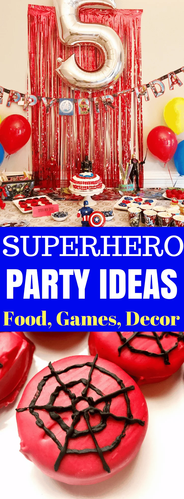 Check out these Superhero Party Ideas - perfect for birthday parties, kids parties, Halloween parties and more for your favorite superhero and Avengers fans! I've got a Captain America cake, Spider-Man Oreos, and Avengers party games!