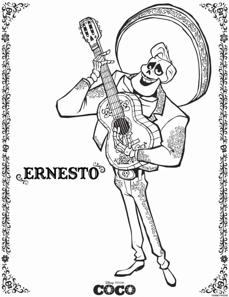 Ernesto de la Cruz Coloring Page Coco