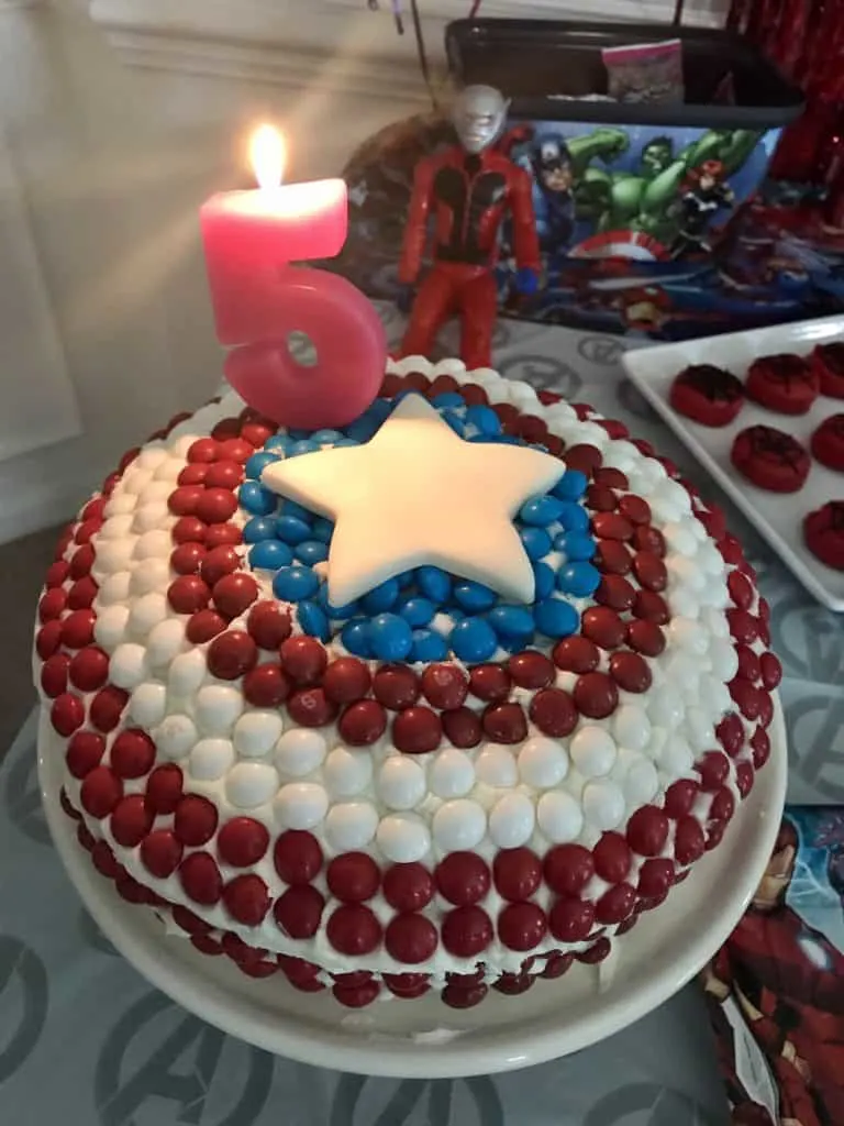 Planning an Avengers birthday party? Make this Captain America cake for your super hero!