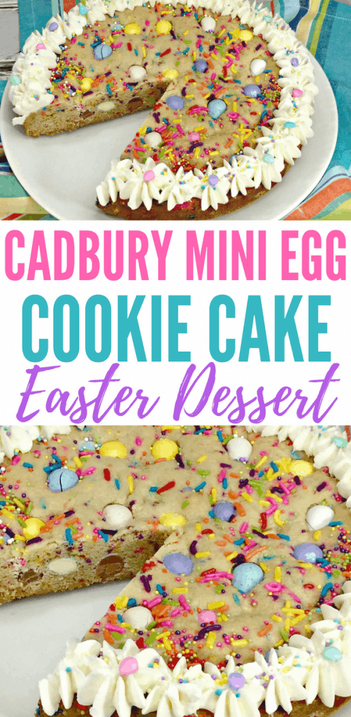 Try this Cadbury Mini Egg Easter Cookie Cake for your family's Easter dessert! It's an easy recipe that all your guests and family will enjoy for Easter dinner, especially if they're fans of Cadbury Mini Eggs!