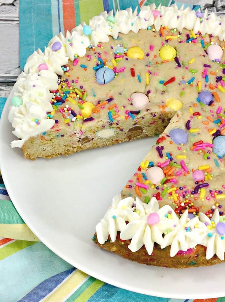 Cadbury Mini Eggs Easter Cookie Cake Recipe - Lola Lambchops