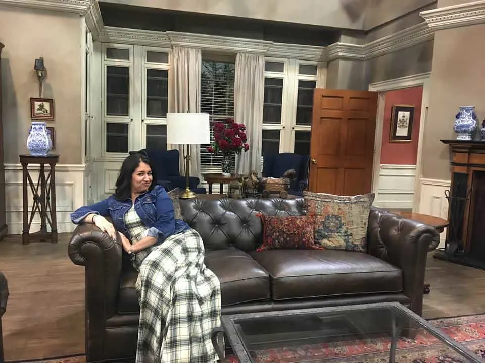 Sitting on the couch at the Quatermaine's house from General Hospital.