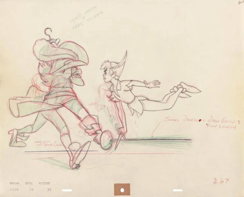 You can see original Peter Pan animation cels at the Disney Animation Research Library.