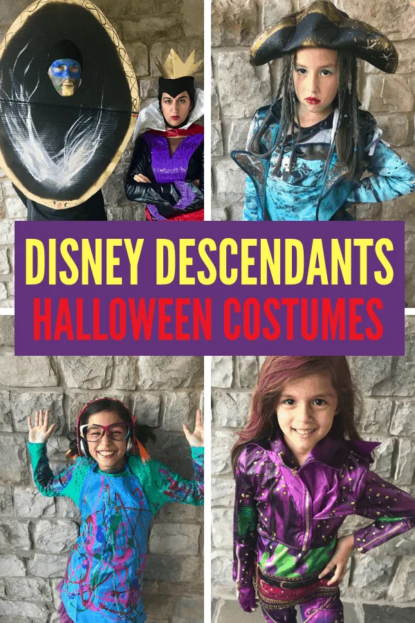 Make your own Family Disney Descendants Halloween Costumes! DIY Dizzy costume from Descendants 2 and Magic Mirror from a cardboard box!
