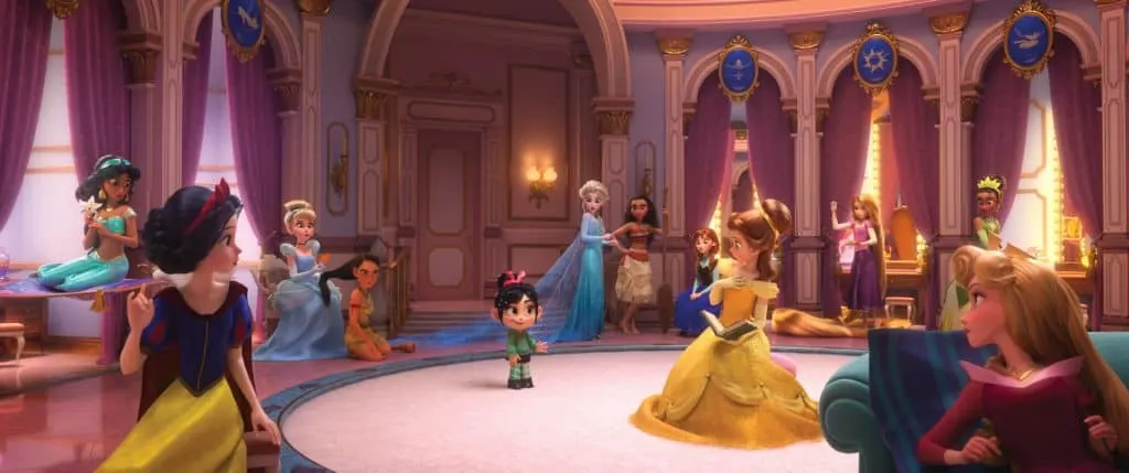 Voice of Snow White, Pamela Ribon, and the princess scene in Ralph Breaks the Internet