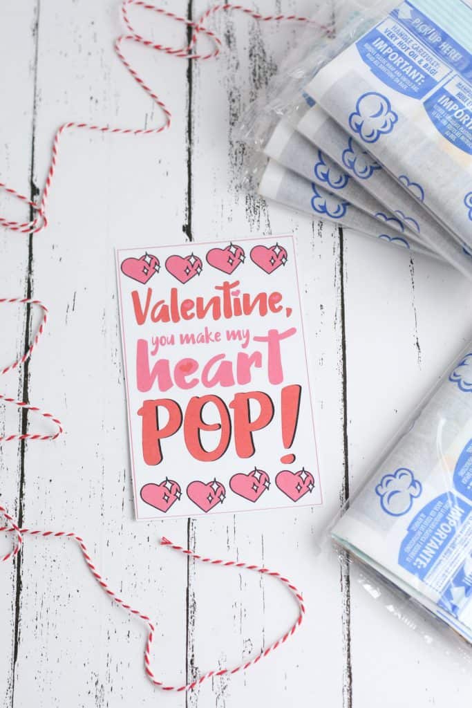 Make your own DIY Valentines cards with kids with free Popcorn Valentine printables.