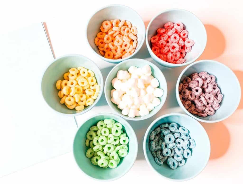 Edible Fruit Loop Rainbow craft for St. Patrick's Day