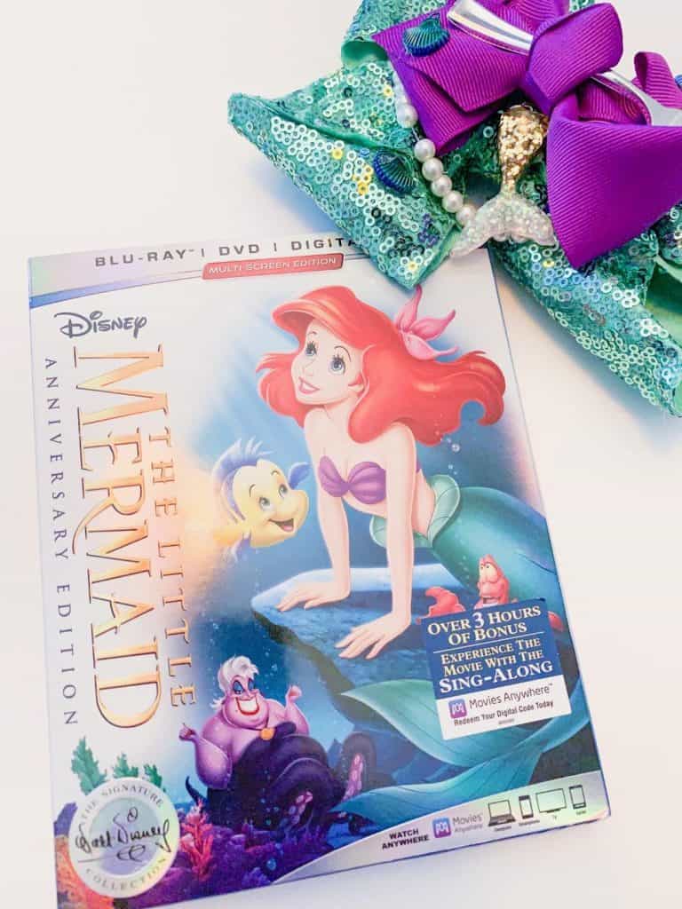 The Little Mermaid Anniversary Blu-ray Bonus Features plus DIY Ariel Bow!