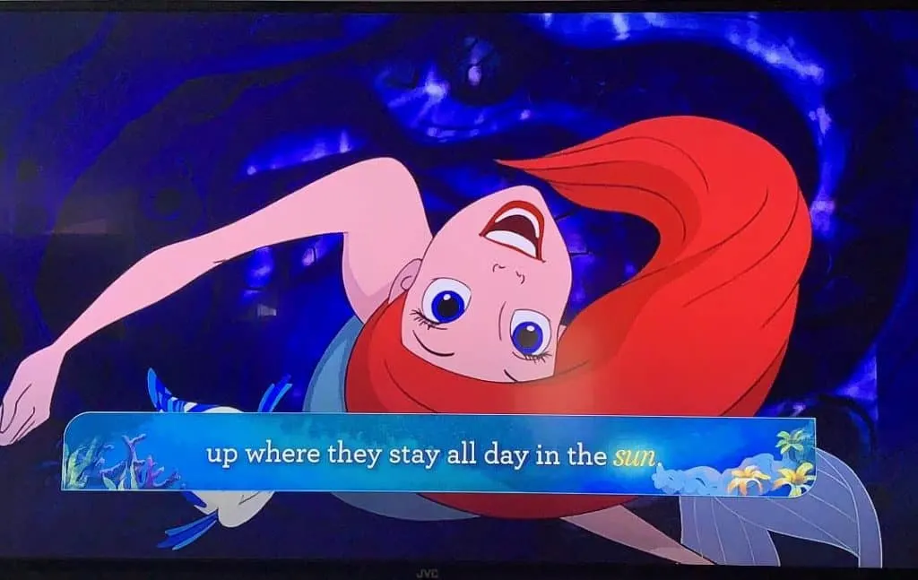 One of the best Blu-ray Bonus Features on The Little Mermaid is The Little Mermaid Sing Along Mode.