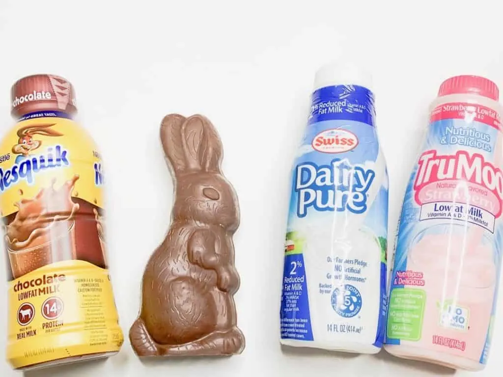 Taste test of which flavor milk is better inside a chocolate bunny.