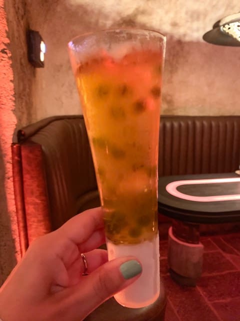 Carbon Freeze non-alcoholic drink in Oga's Cantina at Galaxy's Edge