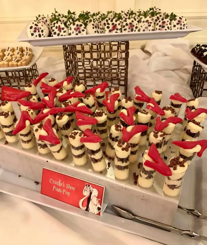 Frosting shots - free dessert at Cruella's Halloween Hideaway