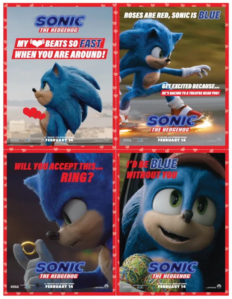 Free Sonic the Hedgehog Printable Valentines Cards