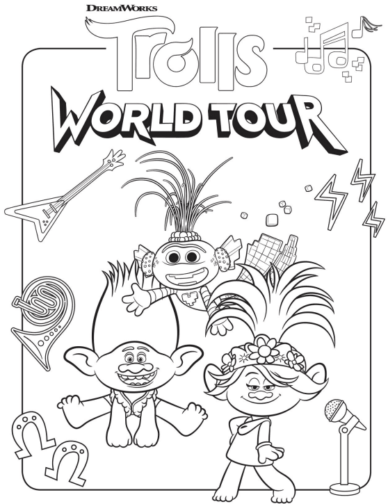 Paginas para colorear de Trolls World Tour