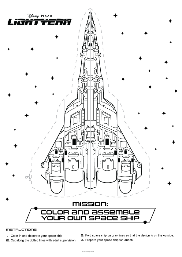 Lightyear Spaceship Cut Out Activity Sheet