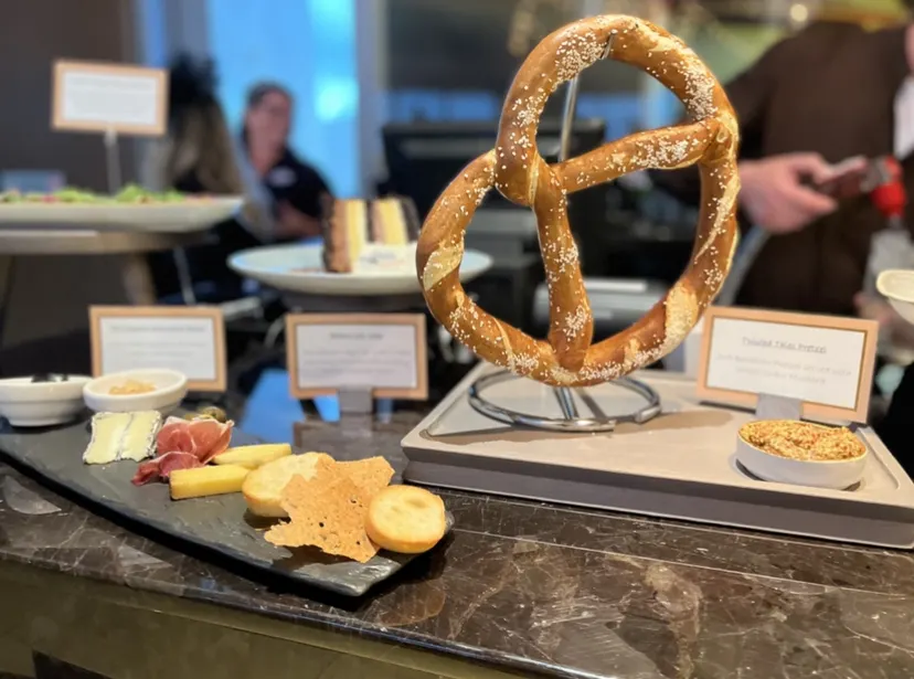 Pretzel and Cake at Top of the World Lounge