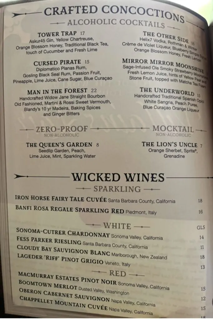Top of the World Lounge Drink Menu