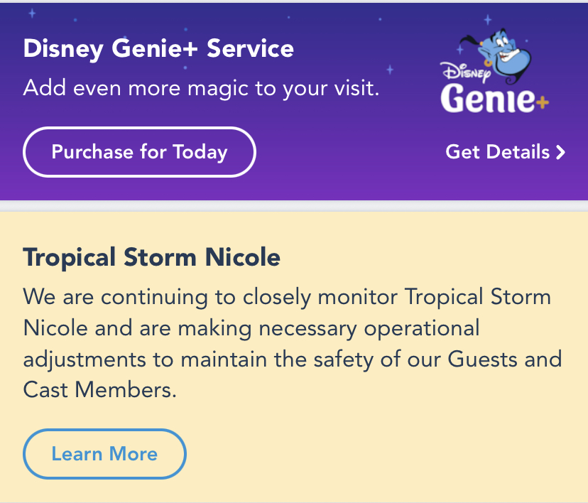 Disney World Nicole Closures