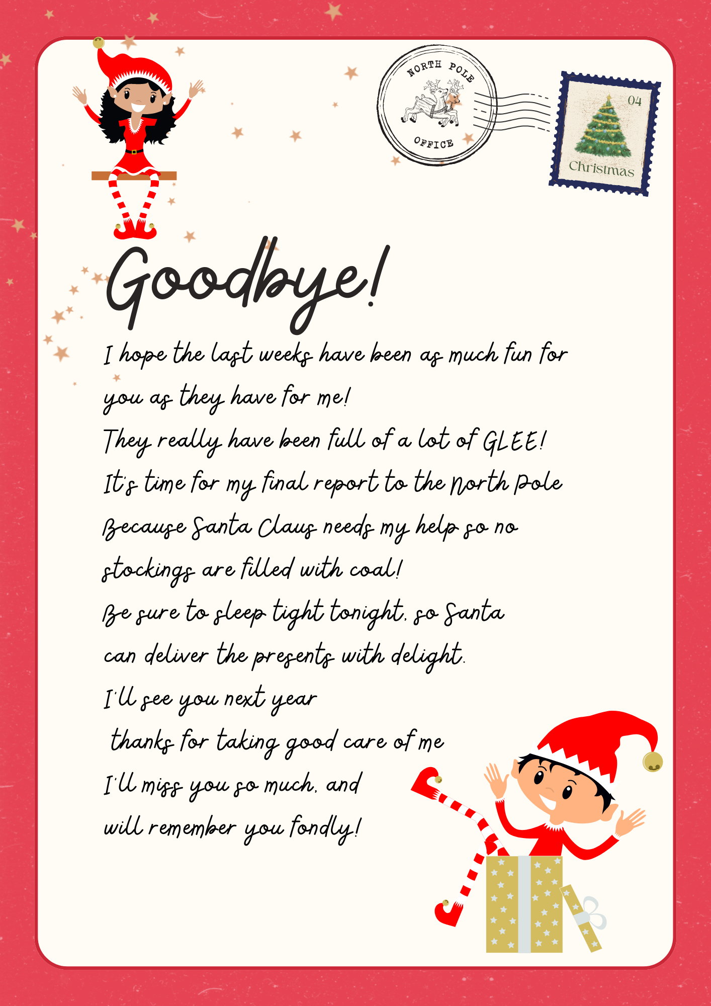 Free Printable Elf on the Shelf Goodbye Letters 2023 - Lola Lambchops
