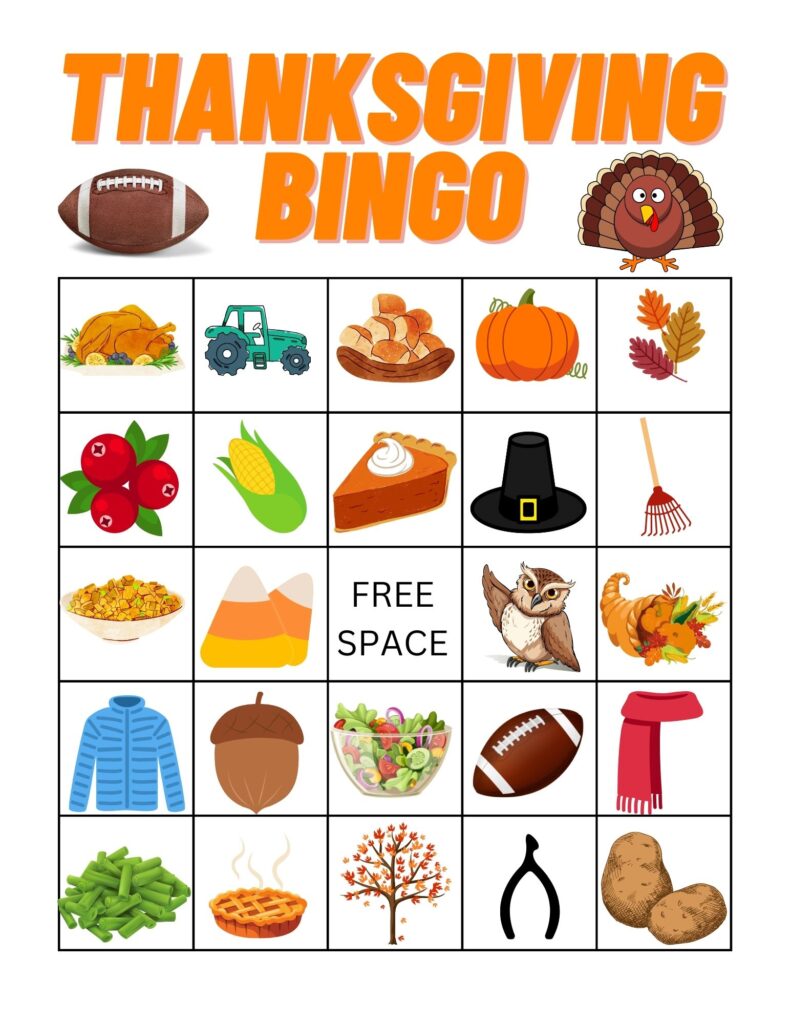 Thanksgiving Bingo Printable Card 1