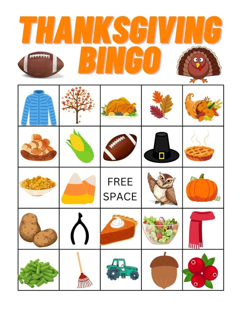 Thanksgiving Bingo Printable Card 