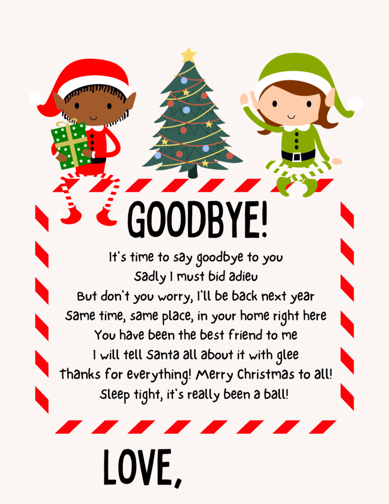 Elf on the Shelf Goodbye Letter Printable