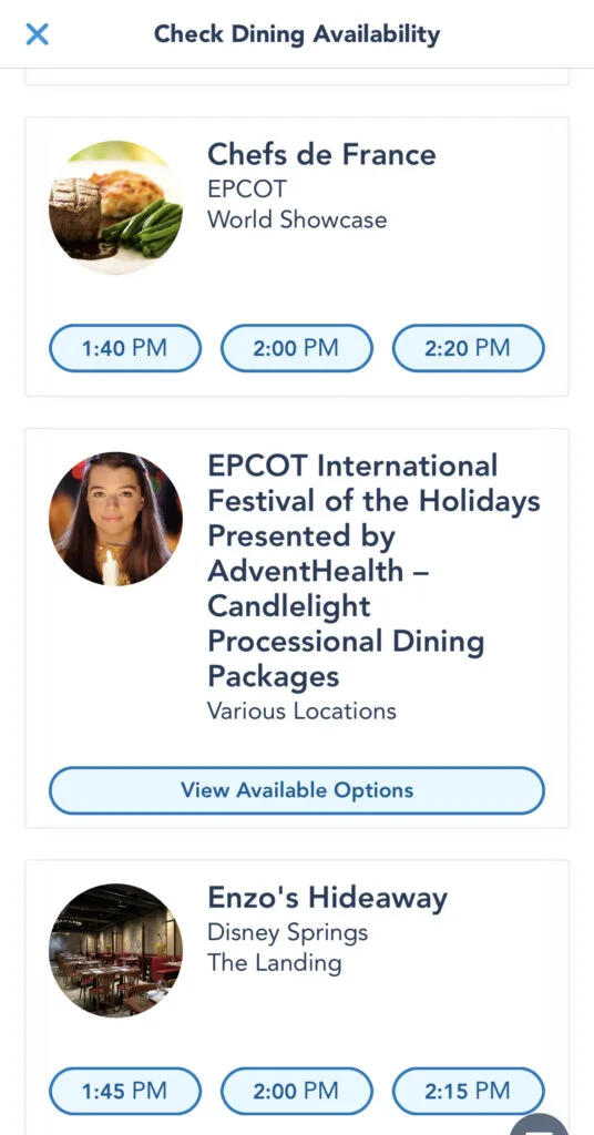 Last-minute candlelight processional dining packages