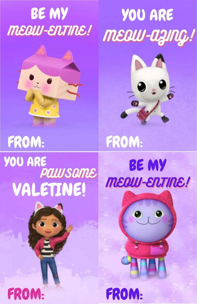 Printable Gabby's Dollhouse Valentines
