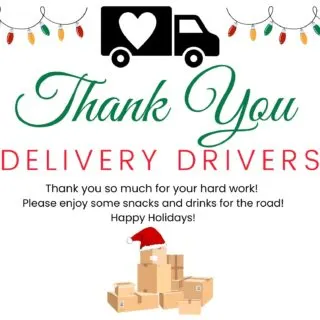 Free Thank you Delivery Driver Printable
