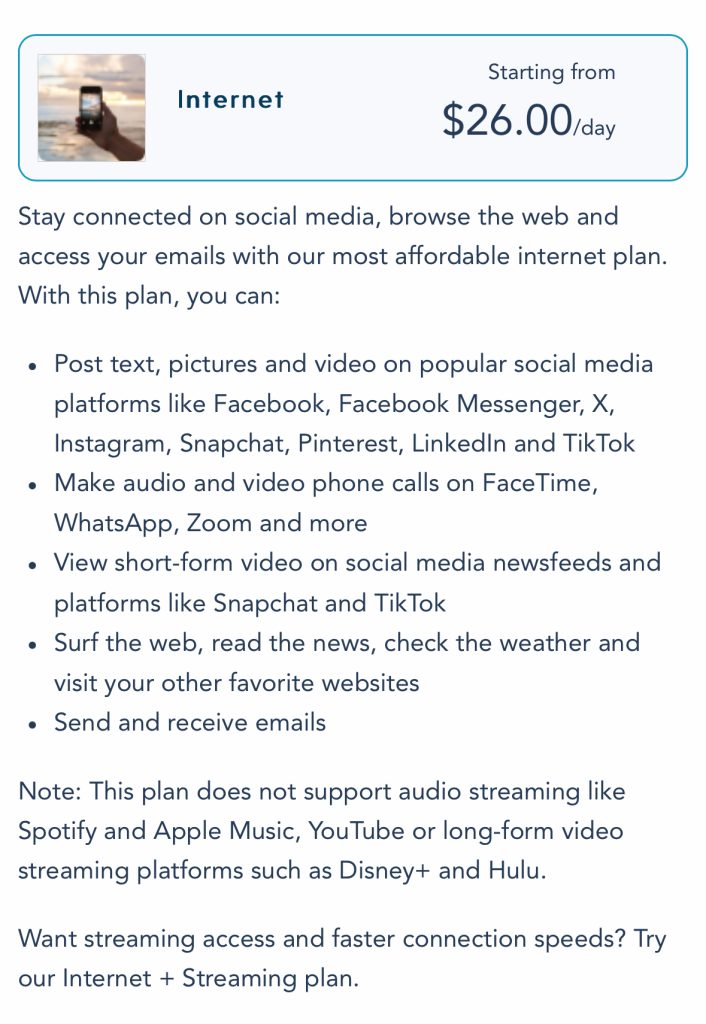 Internet Package on Disney Cruise