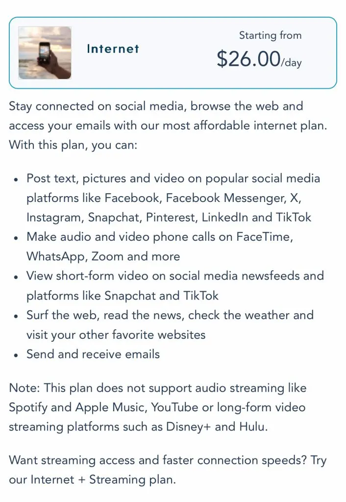 Internet Package on Disney Cruise