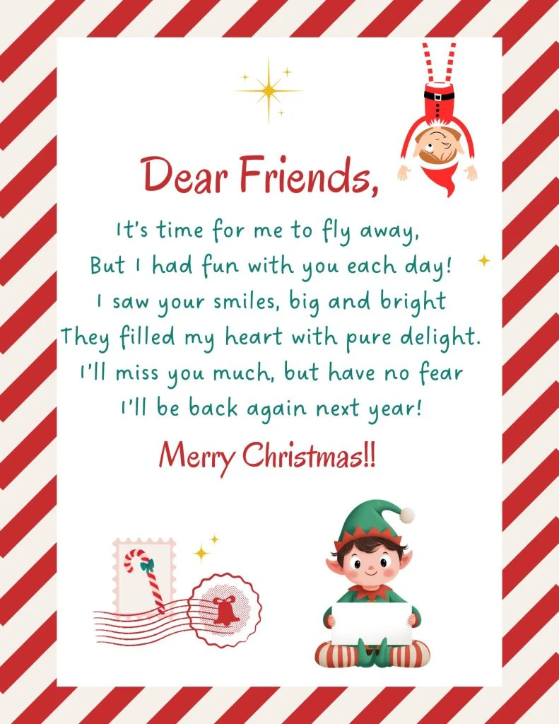 Free Elf on the Shelf Goodbye Letter