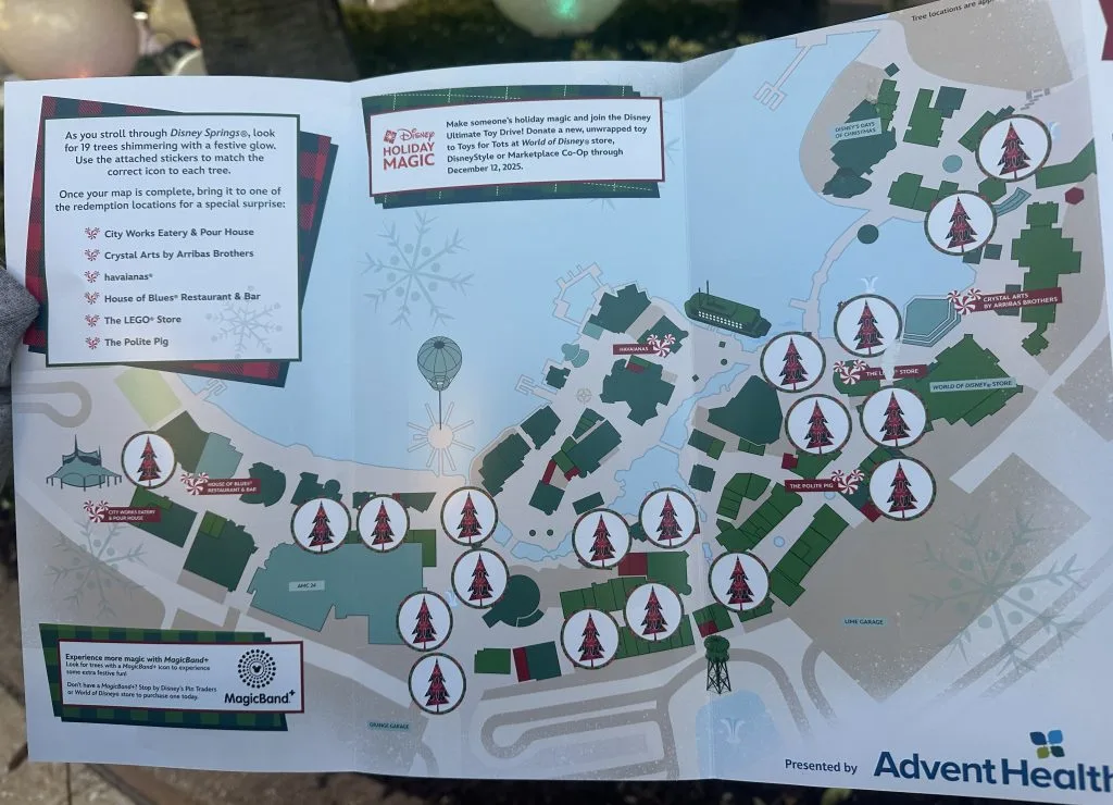 2025 Disney Springs Christmas Tree Stroll Map
